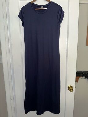 Acting Pro Navy Short-Sleeve Maxi Dress